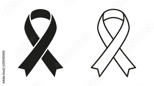 Awareness Ribbon Silhouette and Outline Vector