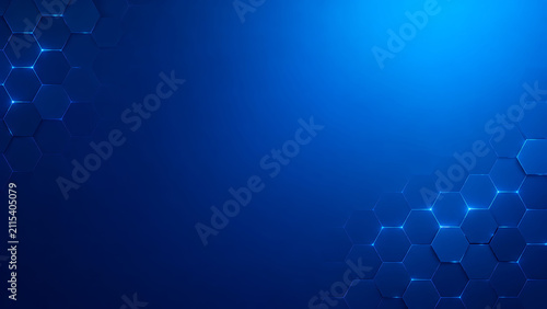 Minimal Hexagon Technology Background with Blue Gradient and Geometric Honeycomb Pattern
