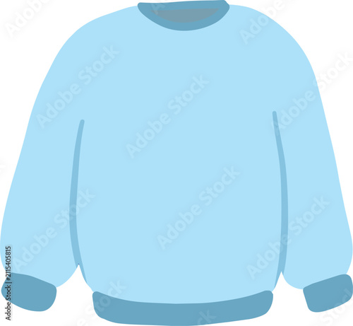 A simple, light blue long-sleeved sweatshirt with a crew neck and ribbed cuffs and hem, depicted in a flat illustration style.