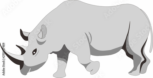 Photography Detailed vector illustration of a handsome rhinoceros isolated on a white background
