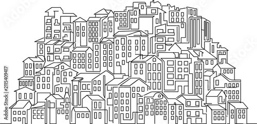 Cuadro en lienzo Hand drawn illustration of a dense city skyline.