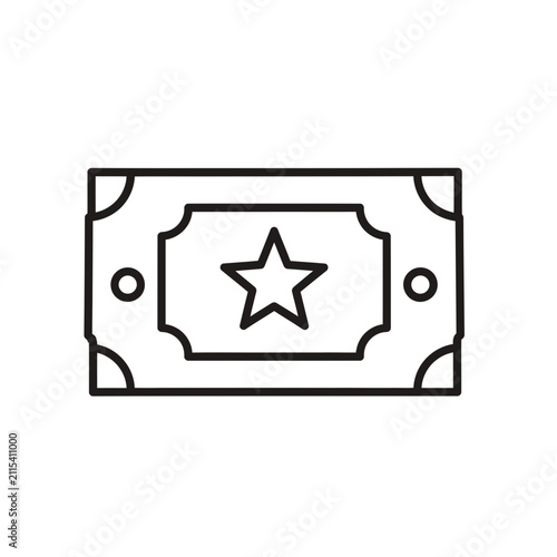 Simple Line Art Illustration of a Ticket or Voucher with a Star Design, Ideal for Events or Promotions