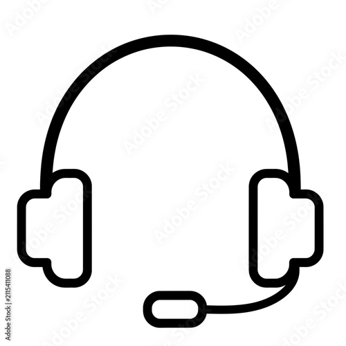 Modern Minimalist Headset Icon with Microphone for Customer Service, Call Center Support, and Audio Communication