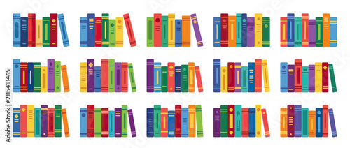 Fotografie Colorful Bookshelf Collection Vector Illustration