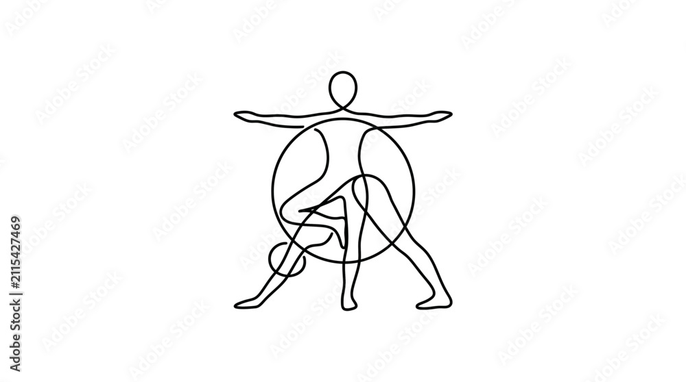 Fototapeta premium Minimalist continuous line art of a person doing yoga poses.
