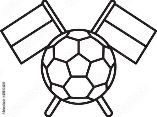 Soccer Ball With Crossed Flags Icon