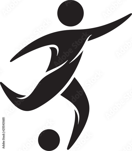 Stylized Silhouette Of A Soccer Player Kicking A Ball
