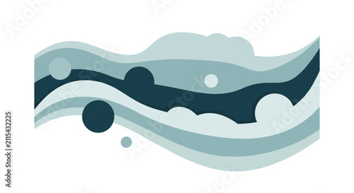 Abstract fluid wave illustration in soothing blue and teal.