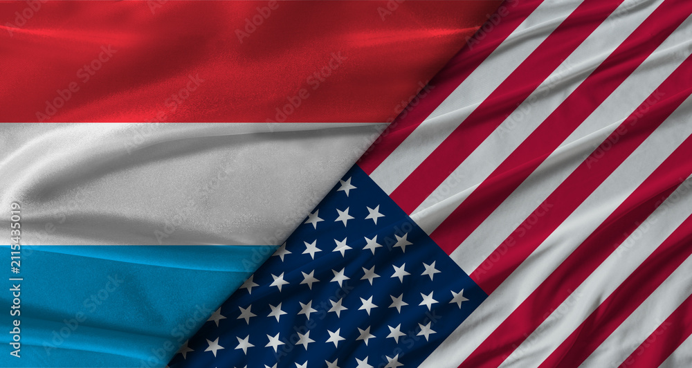 Obraz premium Bilateral relations between Luxembourg and United States. Flag of Luxembourg and United States