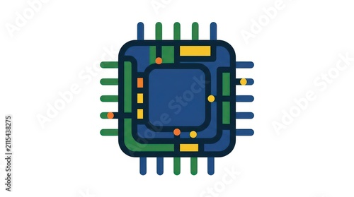 Microchip processor icon with circuit patterns