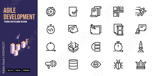 agile development outline icon set vector design good for web and mobile app