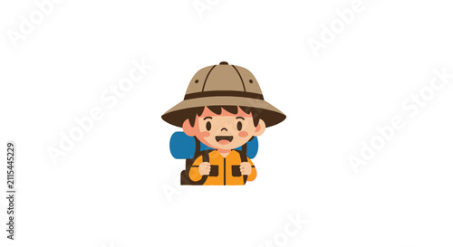 Konstfotografi Cute cartoon boy wearing a safari pith helmet.