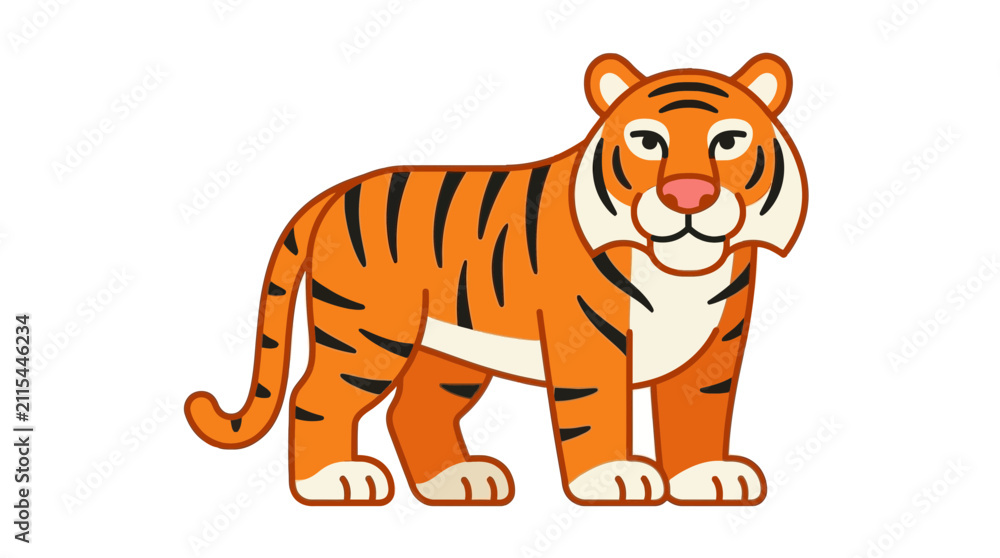 Fototapeta premium Majestic orange tiger standing against a plain background