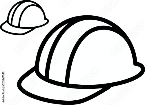 Mining Helmet Icon Site Safety Cap Outline Vector Symbol