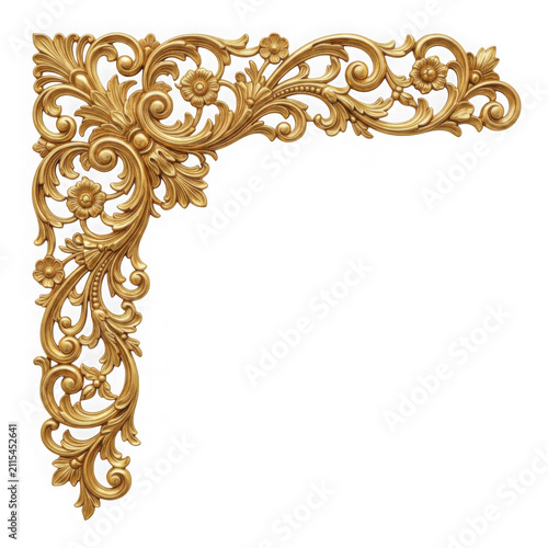 Golden decorative corner ornament isolated