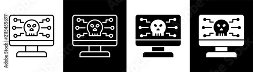 Canvastavla Malicious white and black icon set design
