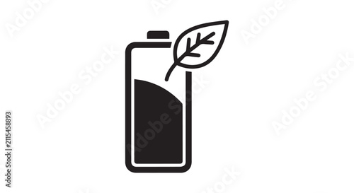 Eco friendly battery icon representing sustainable green energy power.