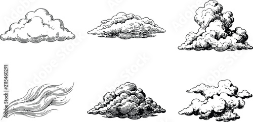 Vintage engraving style halloween clouds during a spooky night with a dramatic atmospheric effect