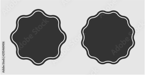 Set of vintage scalloped circle badge labels vector isolated on white background.
