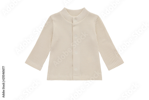 Картината върху платно Beige waffle knit baby cardigan isolated on transparent background