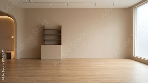 Empty Beige studio room background Space for selling products