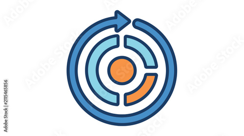 Fotografie Circular data diagram with rotational arrow icon
