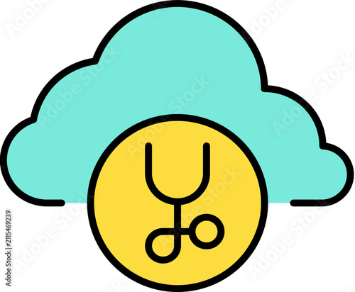Cloud healthcare and telemedicine digital concept vector illustration with medical icon