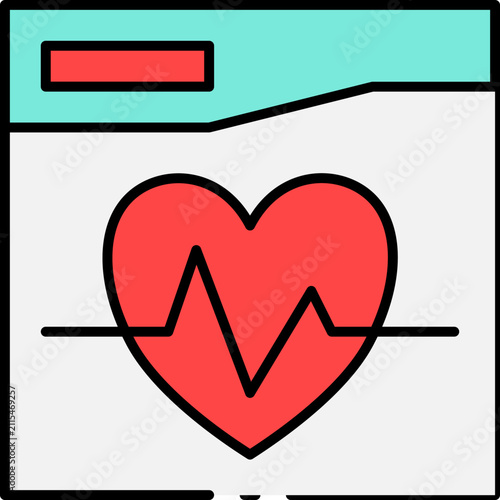Medical pulse monitor icon showing heartbeat rhythm on digital screen interface for healthcare app tracking