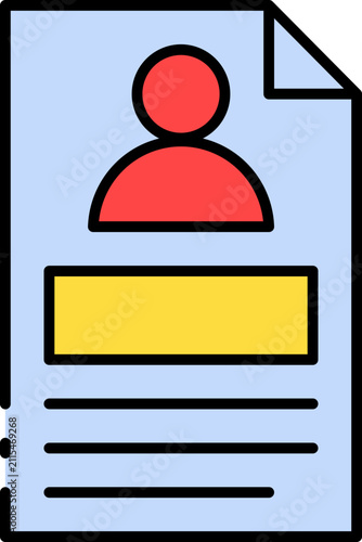 Curriculum vitae document icon depicting a job application form with personal profile and work history details