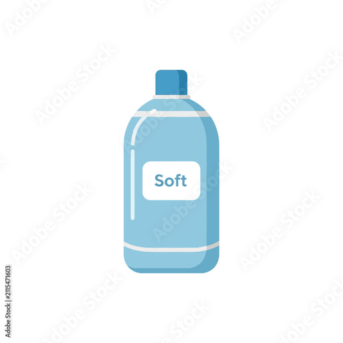 Blue Fabric Softener Plastic Bottle Vector Illustration for Laundry and Household Cleaning