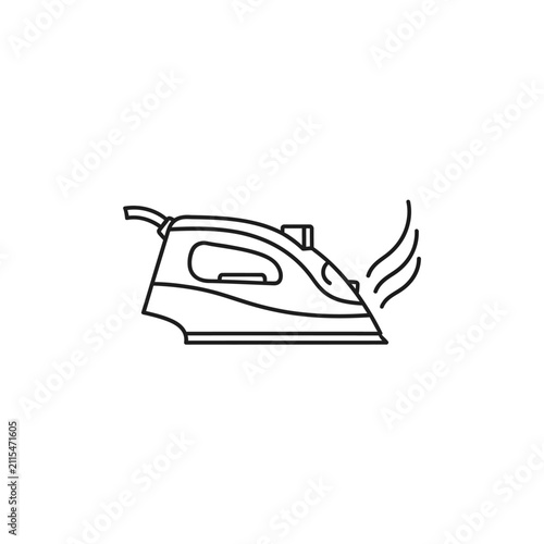 Steam Iron Icon A Simple Line Drawing of a Household Appliance Used for Clothes Care and Wrinkle Removal