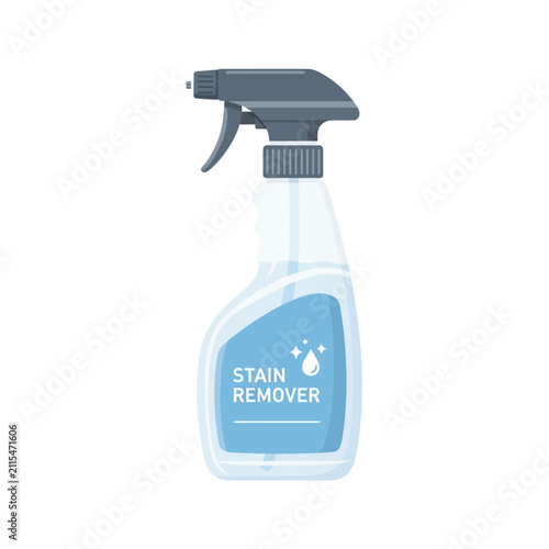 Vector Icon of a Blue Liquid Stain Remover Cleaning Spray Bottle Isolated on White Background