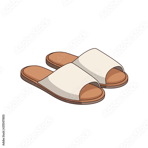 Pair of cozy comfortable slide slippers for home leisure and indoor relaxation