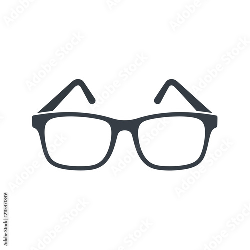 Minimalist eyeglasses icon vector illustration, black spectacles frame isolated on white background