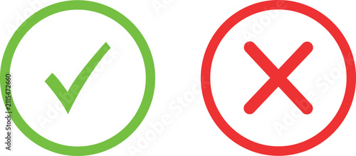 Konstfotografi Green check mark and red cross mark symbols for right and wrong choices