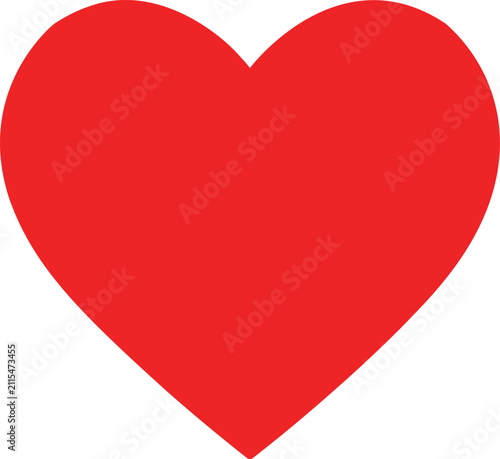 Simple red heart shape symbol isolated on a white background