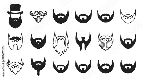 Cuadro en lienzo Beard Styles Collection: Diverse Facial Hair Silhouettes and Icons