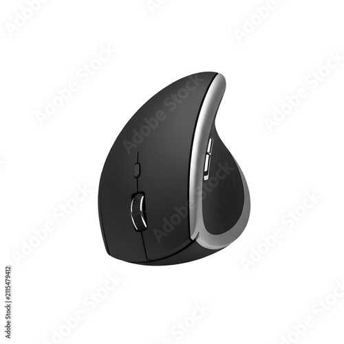 Modern Ergonomic Vertical Wireless Computer Mouse with Handshake Grip Design Isolated on Transparent Background