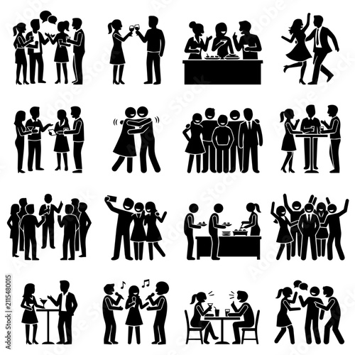 People at parties and social gatherings vector icons