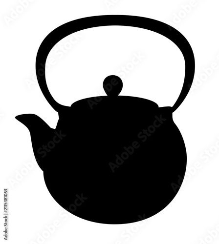 Traditional Iron Teapot Silhouette for Tea Culture Design
