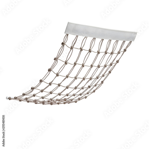 Knotted Brown Nylon Storage Mesh Net with White Header Strip Isolated on Plain Transparent Background
