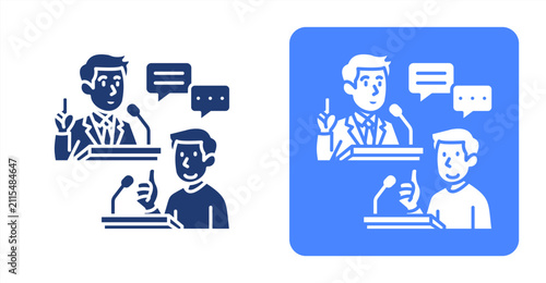 Foto Debate icon, with contrast background.
