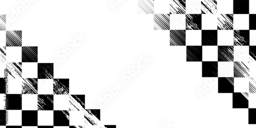 Konstfotografi Grunge background of a racing flag, car rally or motocross finish flag with a vector checkered pattern
