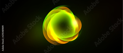 Fotografía Bright swirling light form dominates dark background