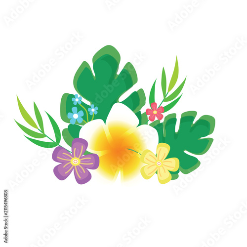 Tropical flowers illustration design summer vibes