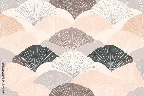 Seamless Ginkgo Leaf Pattern In Elegant Earth Tone Colors.