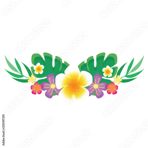 Tropical flowers illustration design summer vibes