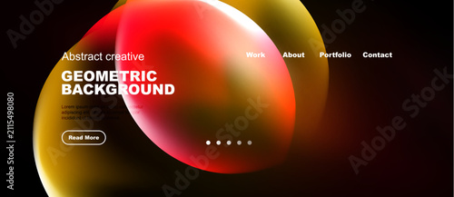 Canvastavla Abstract geometric background features vibrant colors, text elements, navigation menu