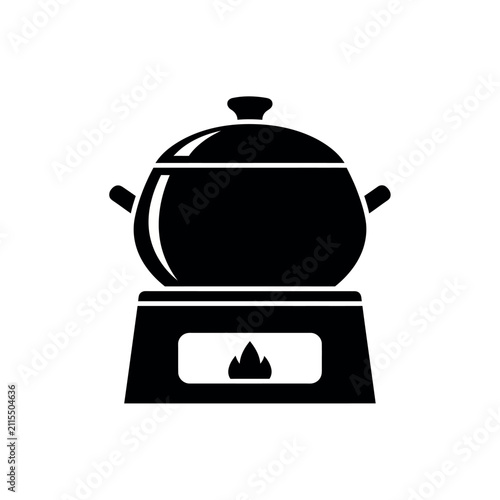 Фотография Cooking Pot on a Stove Icon.