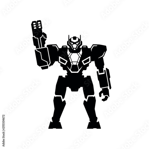 Fotografía Futuristic Robot Standing with Raised Arm.
